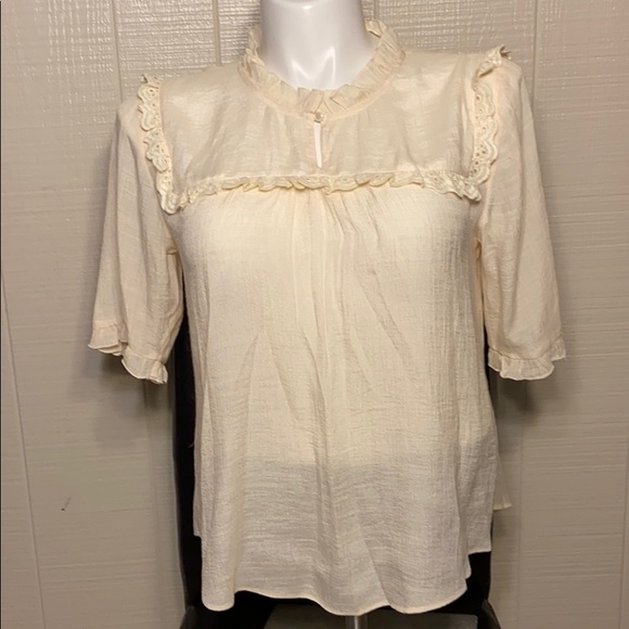 LC Lauren Conrad Tops - LAUREN CONRAD cream silk blouse with ruffles!!